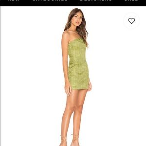 REVOLVE MINI GREEN LINEN DRESS